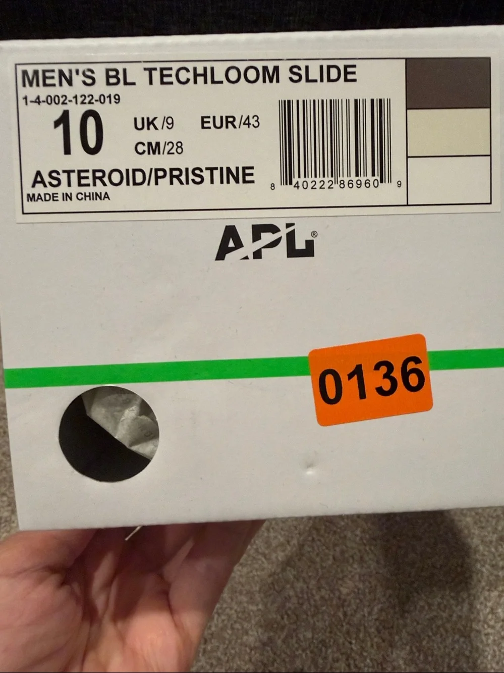APL Men’s BL Techloom slide Asteroid/Pristine Gray size 10 NEW